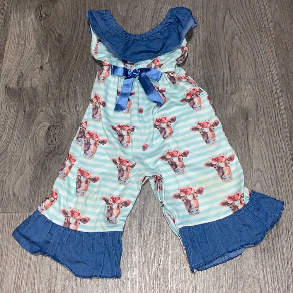 Cow Ruffle Romper